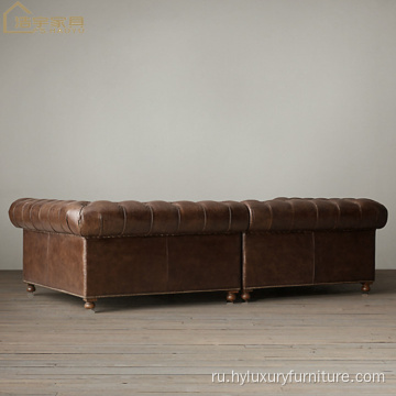 Тафтинговый угловой диван Chesterfield для гостиной в американском стиле